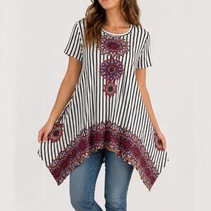 Fever boho striped tunic top‎